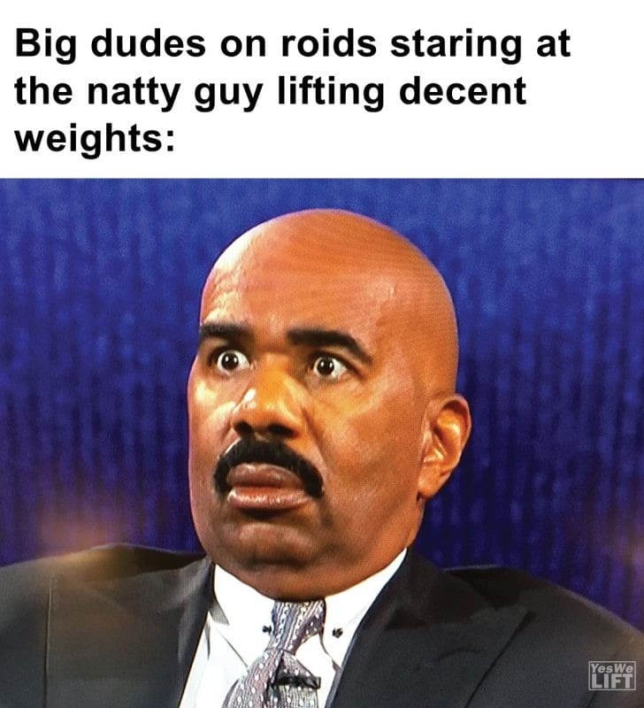 261 - Big Dudes On Roids Staring At The Natty Guy Lifting Decent Weights