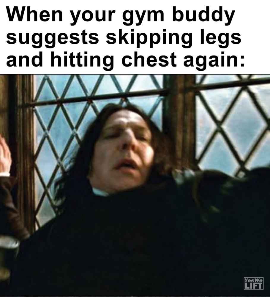 290   When Your Gym Buddy Suggests Skipping Legs And Hitting Chest Again