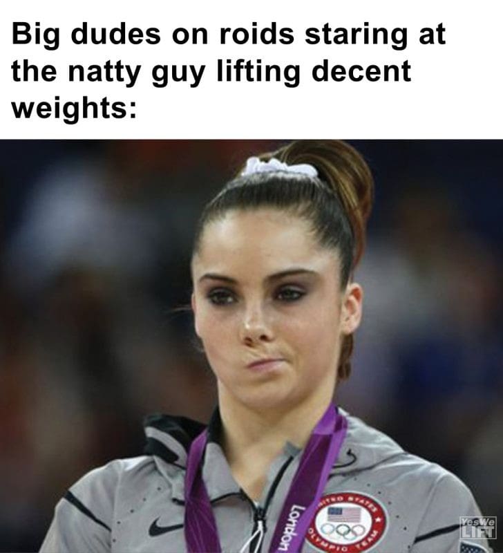300 - Big Dudes On Roids Staring At The Natty Guy Lifting Decent Weights