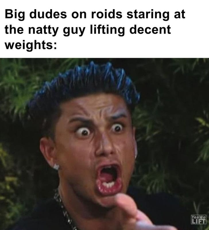 338 - Big Dudes On Roids Staring At The Natty Guy Lifting Decent Weights