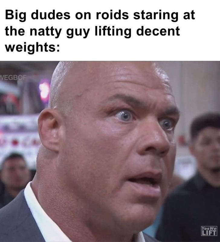 343 - Big Dudes On Roids Staring At The Natty Guy Lifting Decent Weights