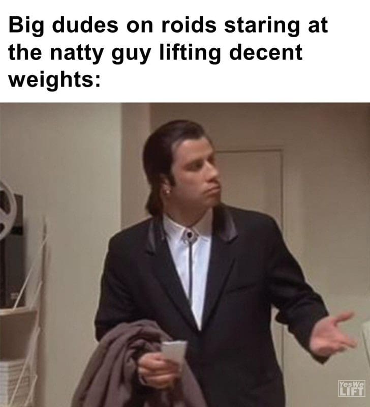 411 - Big Dudes On Roids Staring At The Natty Guy Lifting Decent Weights