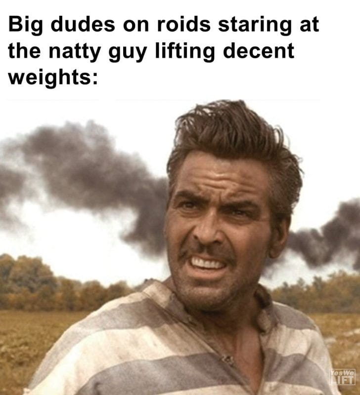 454 - Big Dudes On Roids Staring At The Natty Guy Lifting Decent Weights