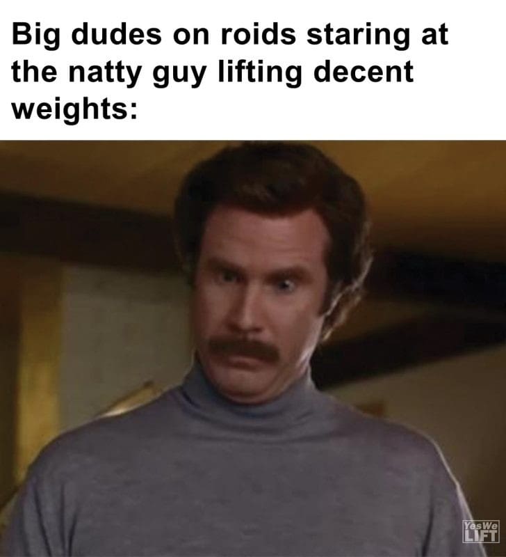 458 - Big Dudes On Roids Staring At The Natty Guy Lifting Decent Weights