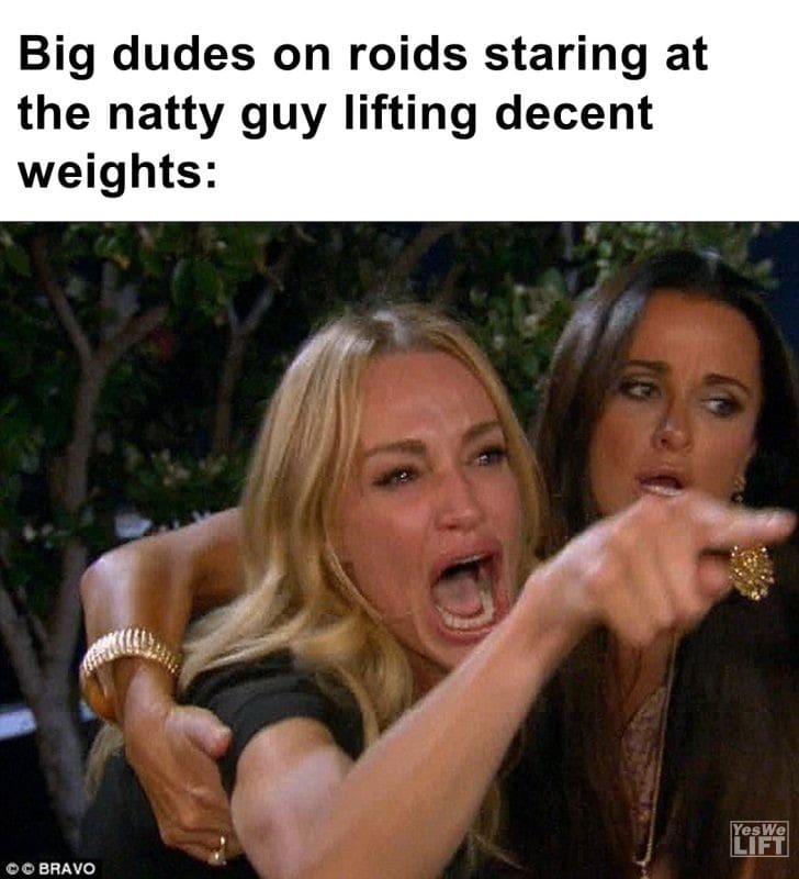 479 - Big Dudes On Roids Staring At The Natty Guy Lifting Decent Weights