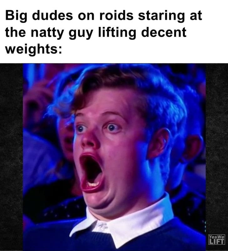550 - Big Dudes On Roids Staring At The Natty Guy Lifting Decent Weights