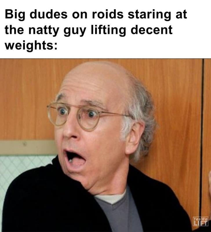 553 - Big Dudes On Roids Staring At The Natty Guy Lifting Decent Weights