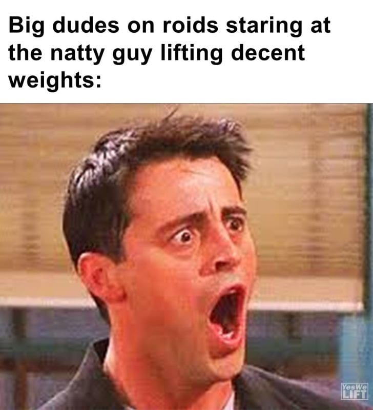 557 - Big Dudes On Roids Staring At The Natty Guy Lifting Decent Weights