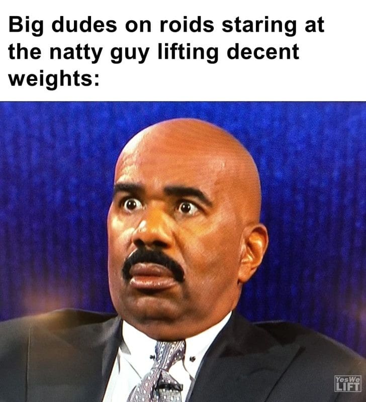 598 - Big Dudes On Roids Staring At The Natty Guy Lifting Decent Weights