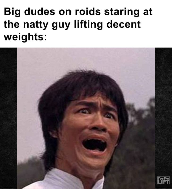 611 - Big Dudes On Roids Staring At The Natty Guy Lifting Decent Weights