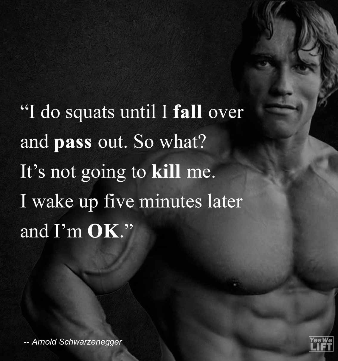Arnold Shwarzenegger I Do Squats Until I Fall Over And Pass Out So What Its Not Going To Kill Me I Wake Up Five Minutes Later And Im Ok