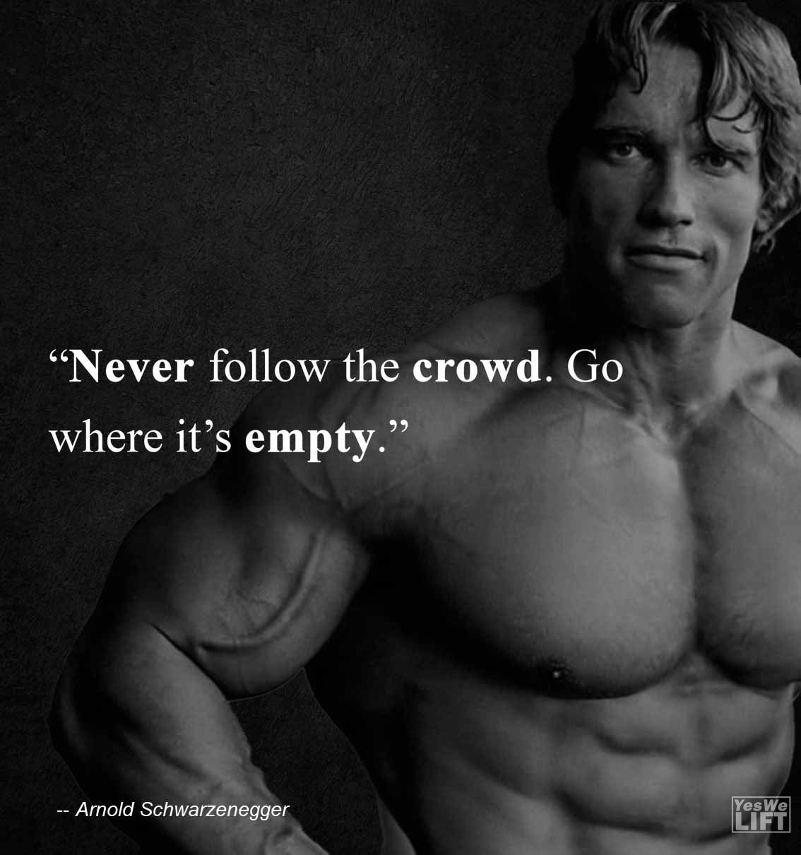 Arnold Shwarzenegger   Never Follow The Crowd Go Where Its Empty