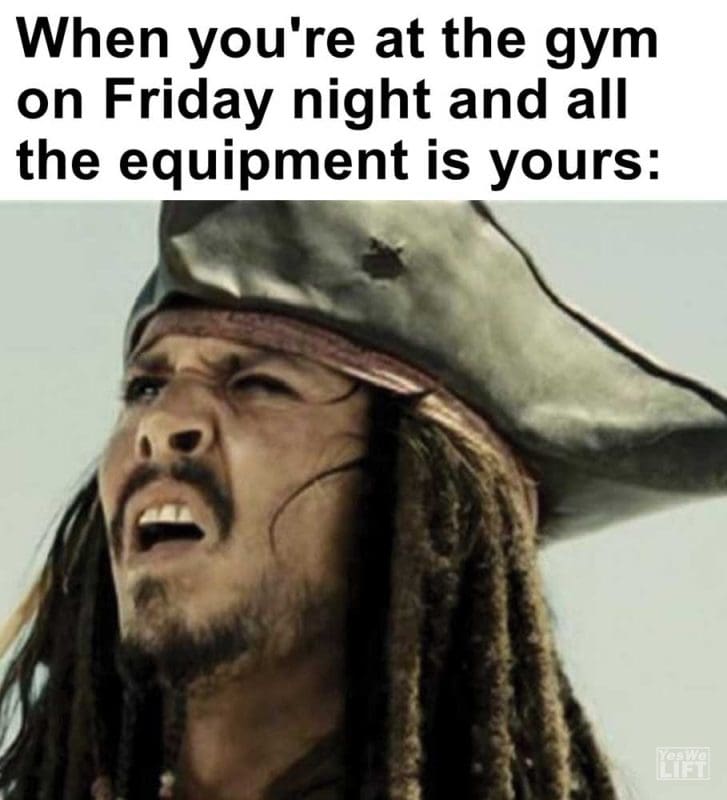 When You're At The Gym On Friday Night And All The Equipment Is Yours
