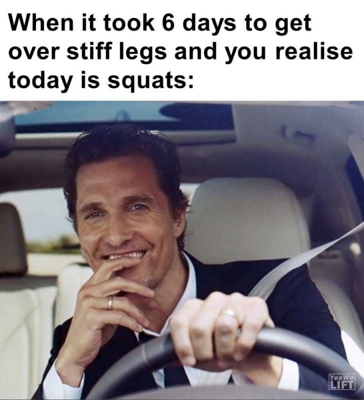 When It Took Days To Get Over Stiff Legs And You Realise Today Is Squats