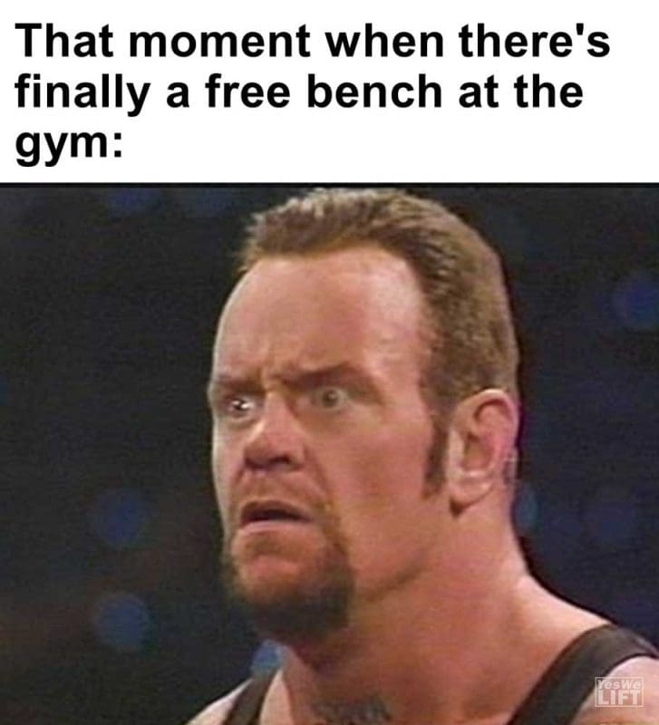 That Moment When There's Finally A Free Bench At The Gym