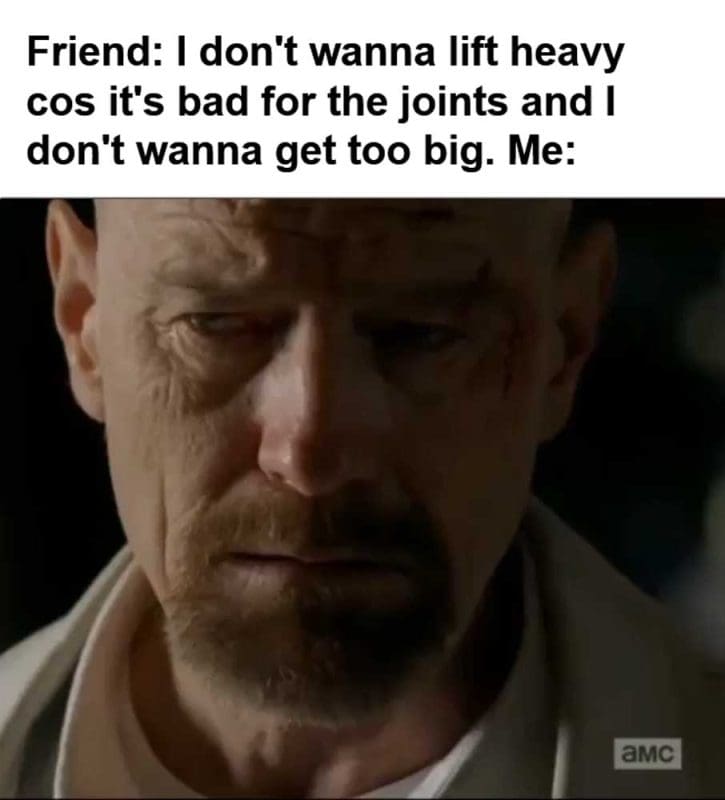 Friend I Don't Wanna Lift Heavy Cos It's Bad For The Joints And I Don't Wanna Get Too Big Me