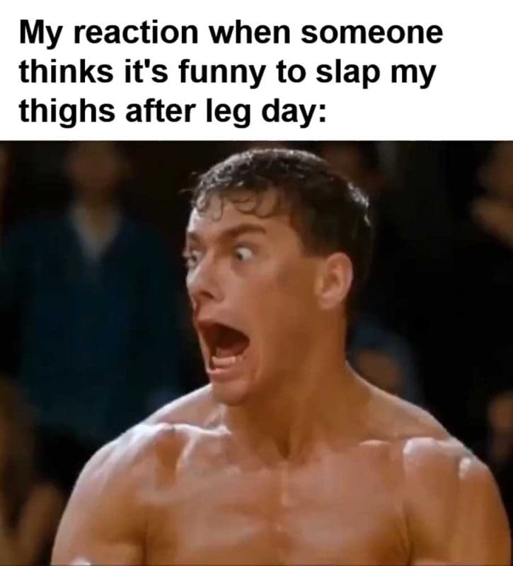My Reaction When Someone Thinks It's Funny To Slap My Thighs After Leg Day