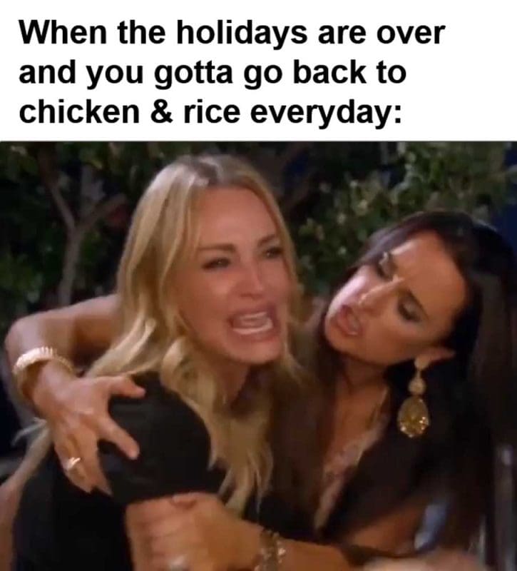 When The Holidays Are Over And You Gotta Go Back To Chicken Rice Everyday