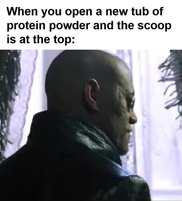 When You Open A New Tub Of Protein Powder And The Scoop Is At The Top
