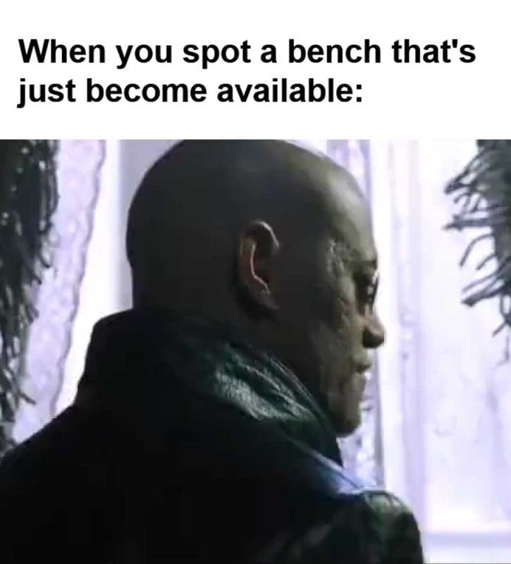 When You Spot A Bench That's Just Become Available