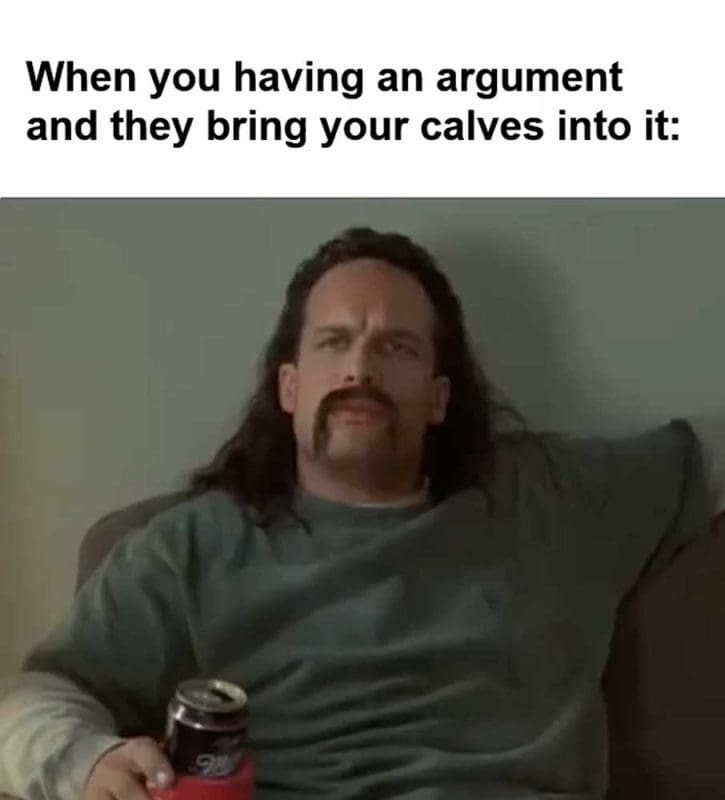 When You Having An Argument And They Bring Your Calves Into It