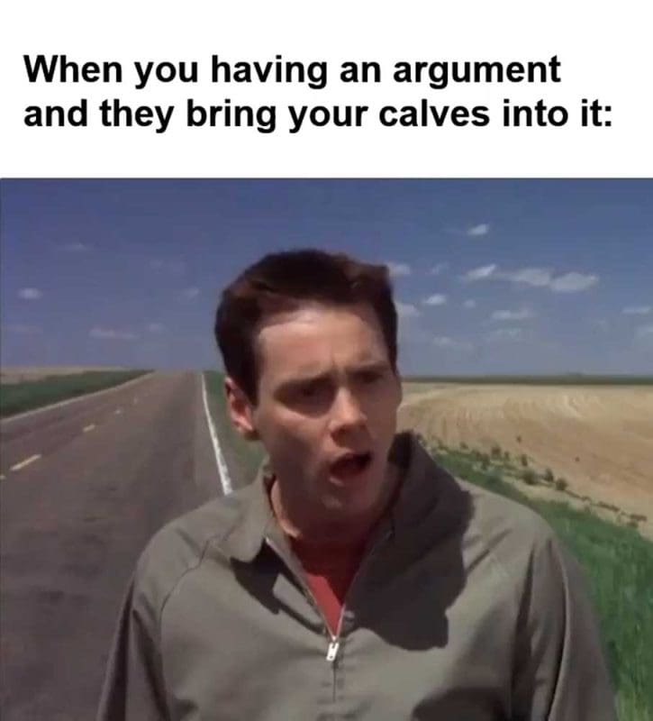 When You Having An Argument And They Bring Your Calves Into It