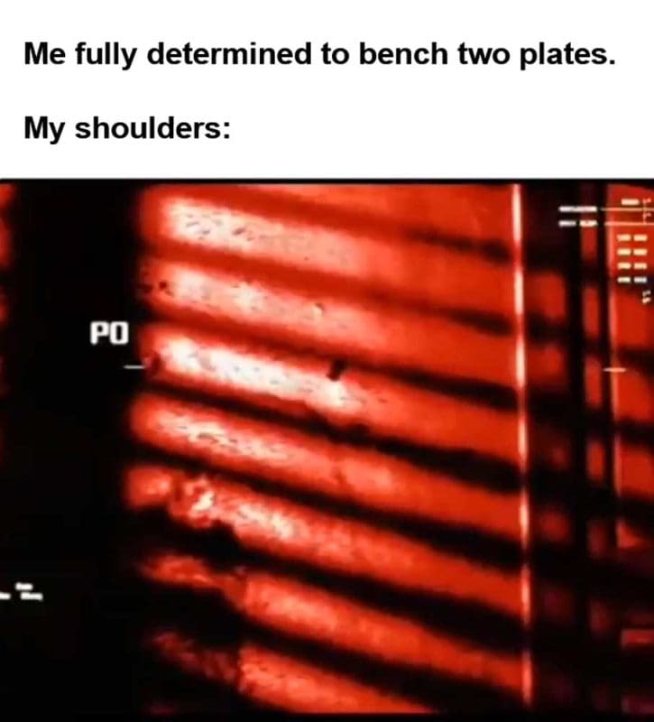 Me Fully Determined To Bench Two Plates My Shoulders