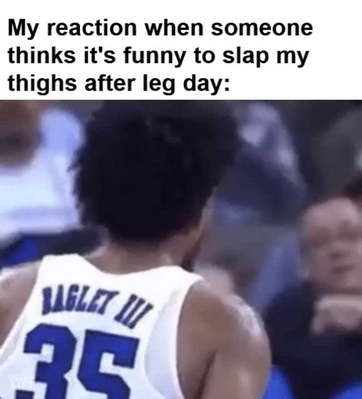 My Reaction When Someone Thinks It's Funny To Slap My Thighs After Leg Day
