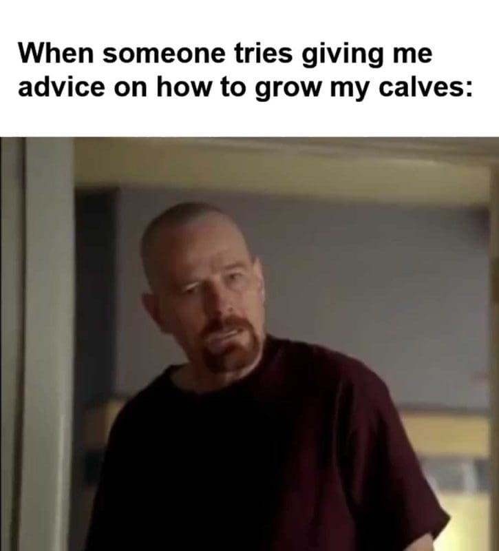 When Someone Tries Giving Me Advice On How To Grow My Calves