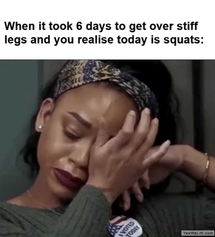 When It Took Days To Get Over Stiff Legs And You Realise Today Is Squats