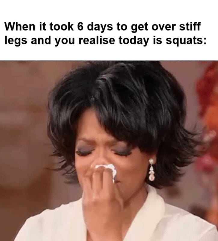 When It Took Days To Get Over Stiff Legs And You Realise Today Is Squats