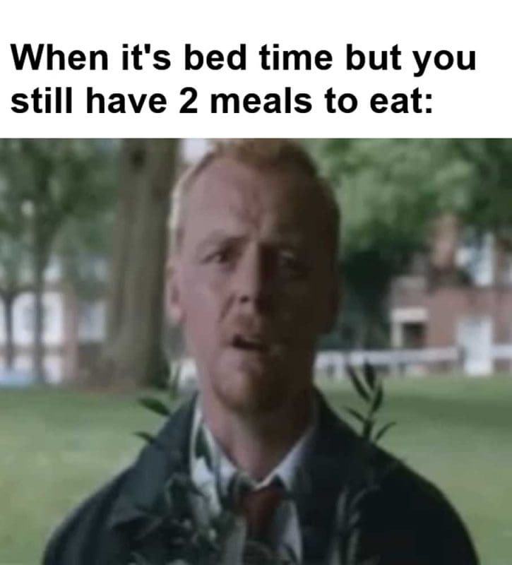 When It's Bed Time But You Still Have Meals To Eat