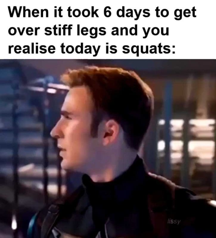 When It Took Days To Get Over Stiff Legs And You Realise Today Is Squats
