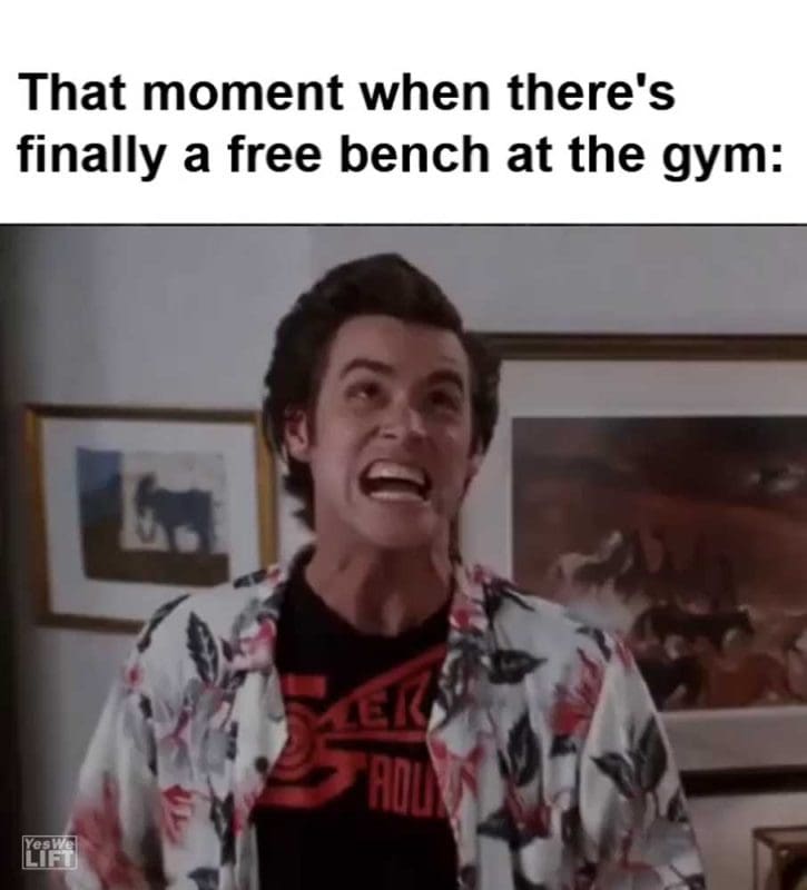 That Moment When There's Finally A Free Bench At The Gym