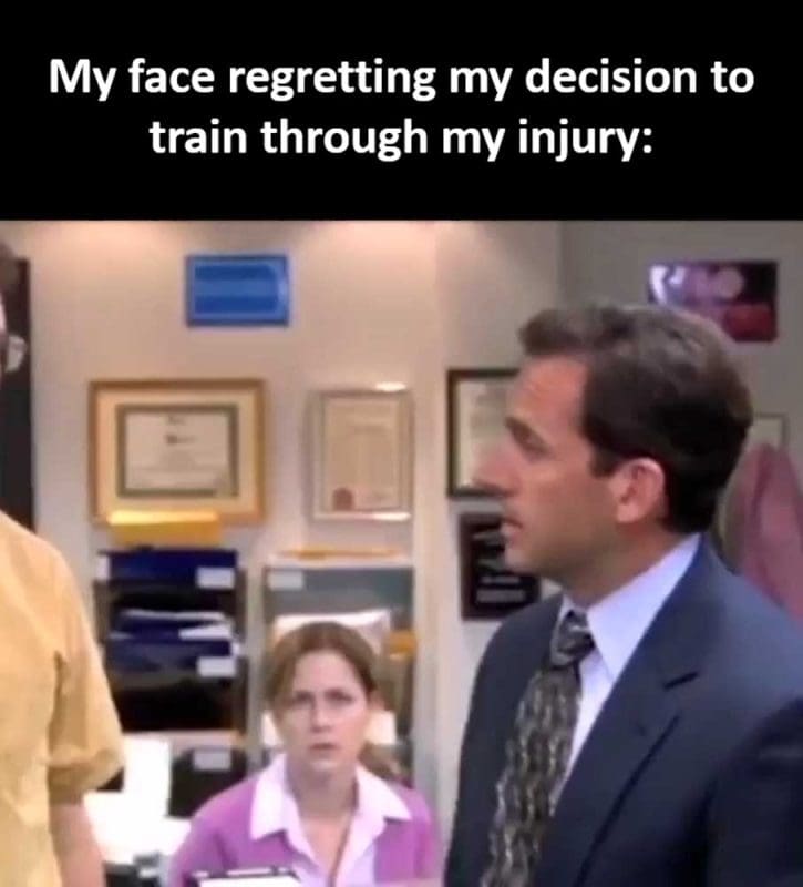 My Face Regretting My Decision To Train Through My Injury
