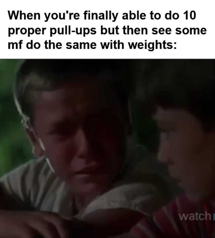When You're Finally Able To Do Proper Pullups But Then See Some Mf Do The Same With Weights
