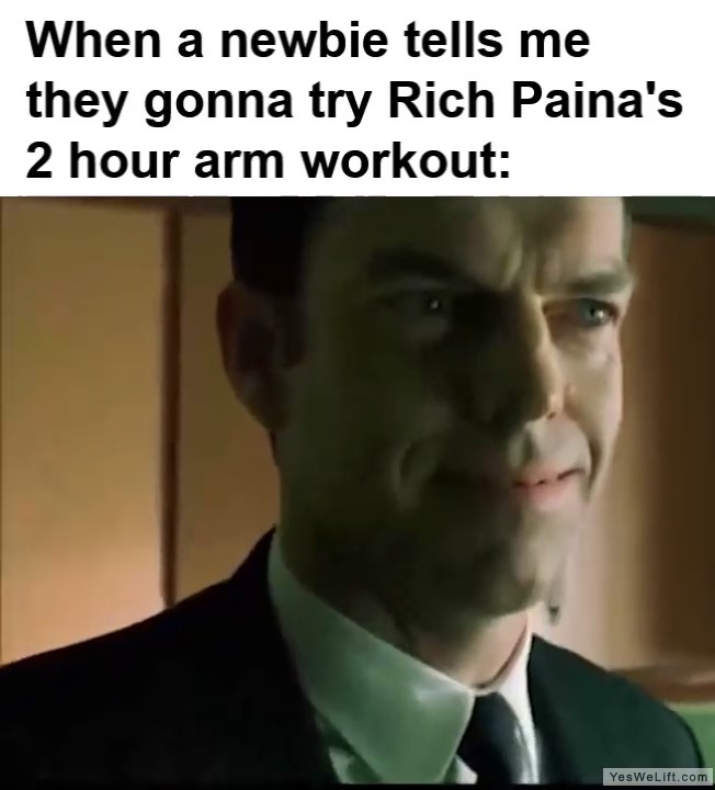 When A Newbie Tells Me They Gonna Try Rich Painas Hour Arm Workout frame at ms