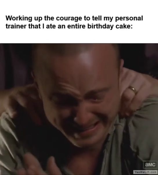 Working Up The Courage To Tell My Personal Trainer That I Ate An Entire Birthday Cake frame at ms